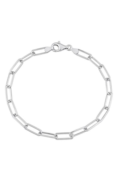 Men's Sterling Silver Paper Clip Chain Bracelet