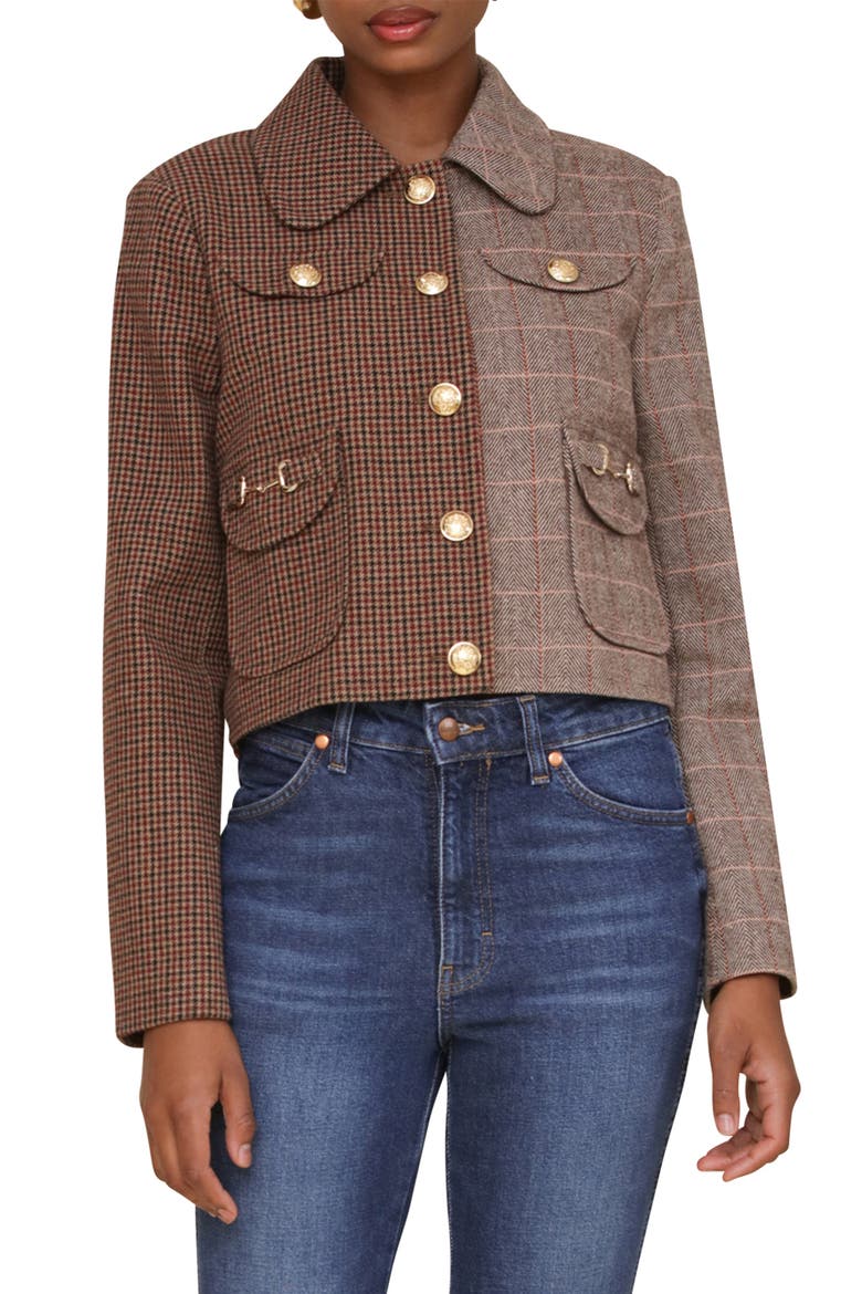 Mixed Media Jacket, Alternate, color, BROWN MULTI