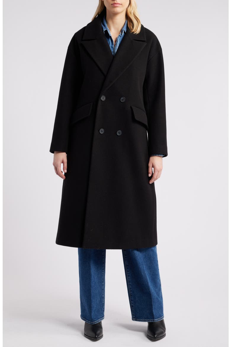 Oversize Double Breasted Coat, Main, color, BLACK