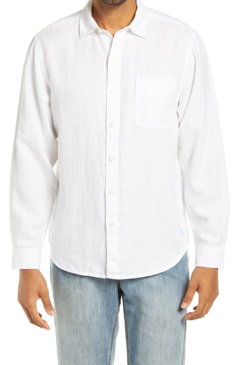 Tommy Bahama Sea Glass Breezer Original Fit Linen Shirt, Alternate, color, White