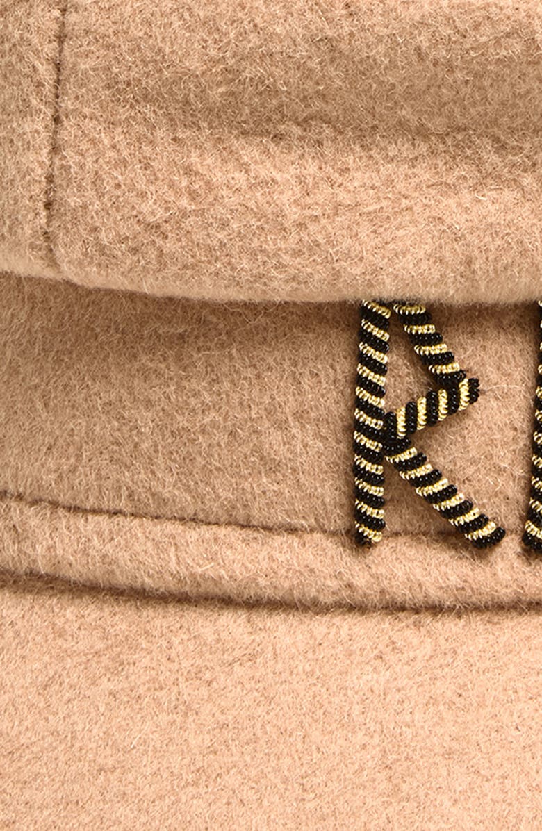 Ruslan Baginskiy Safety Pin Wool Baker Boy Cap, Alternate, color, Beige