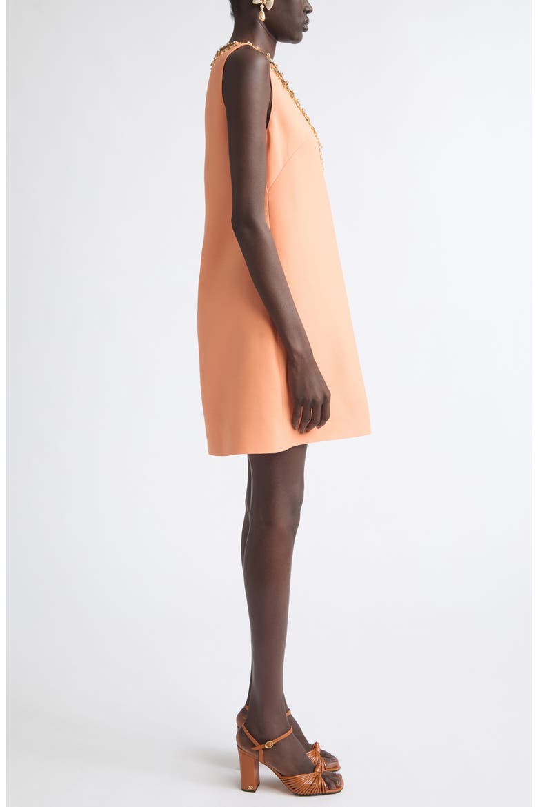 Embroidered Wool & Silk Crepe Couture Minidress, Alternate, color, ORANGE/ MULTI