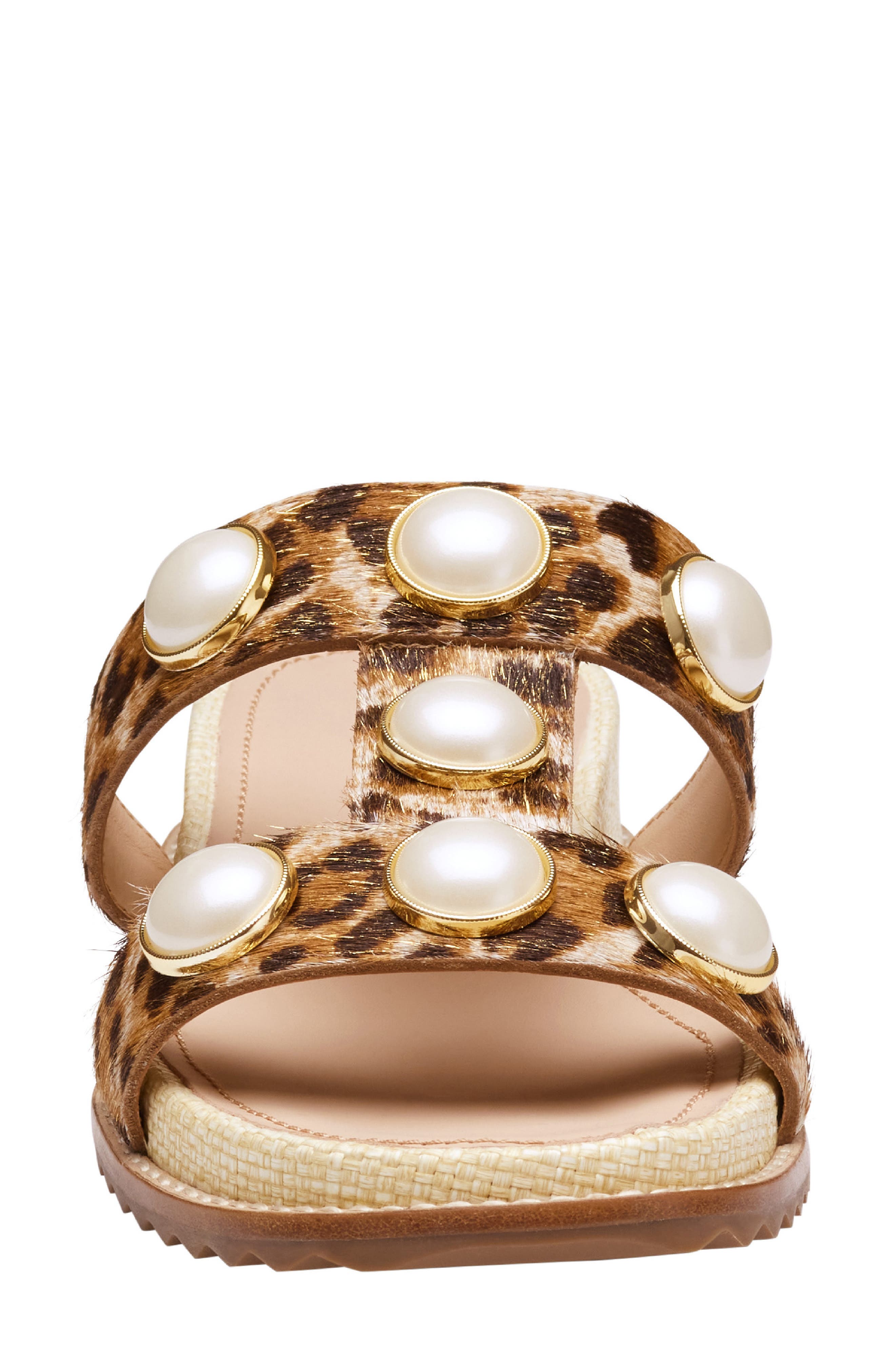 Johnston & Murphy Chandler Embellished Genuine Calf Hair Wedge Slide Sandal, Alternate, color, Gold Leopard Haircalf