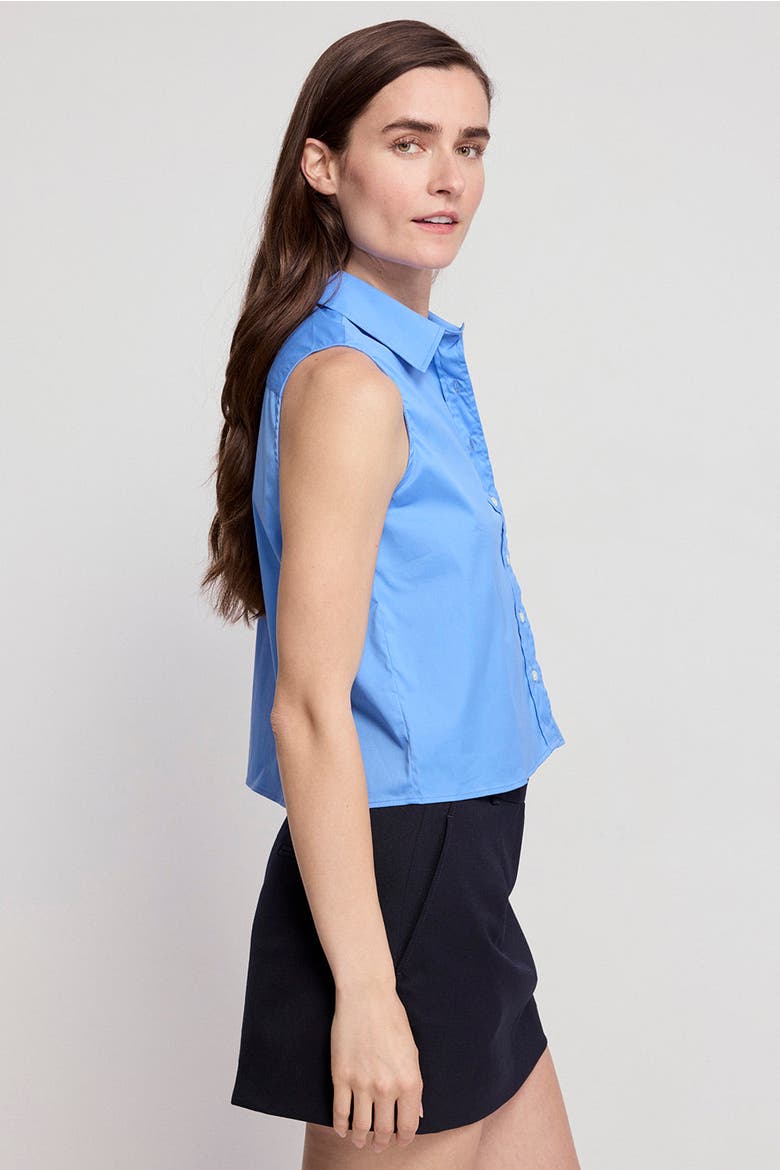 The Boxy Cropped Sleeveless Shirt, Alternate, color, French Blue