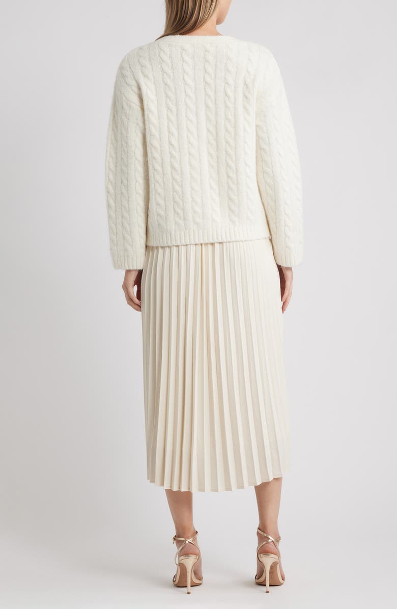 ZOE AND CLAIRE Pleated Slipdress & Cardigan Set, Alternate, color,