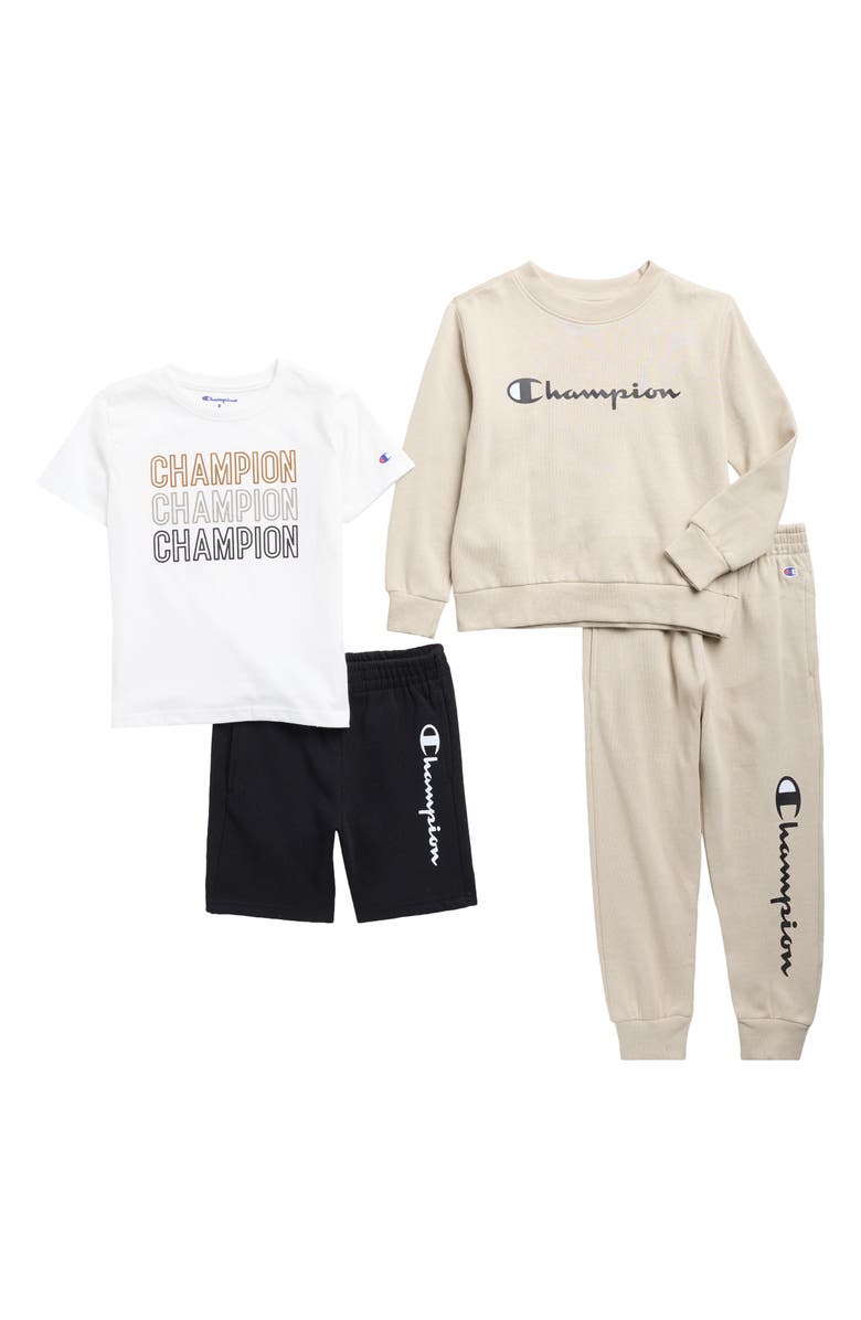 Champion Kids' Sweatshirt, Pants, T-Shirt & Shorts Set, Main, color, Sandstone
