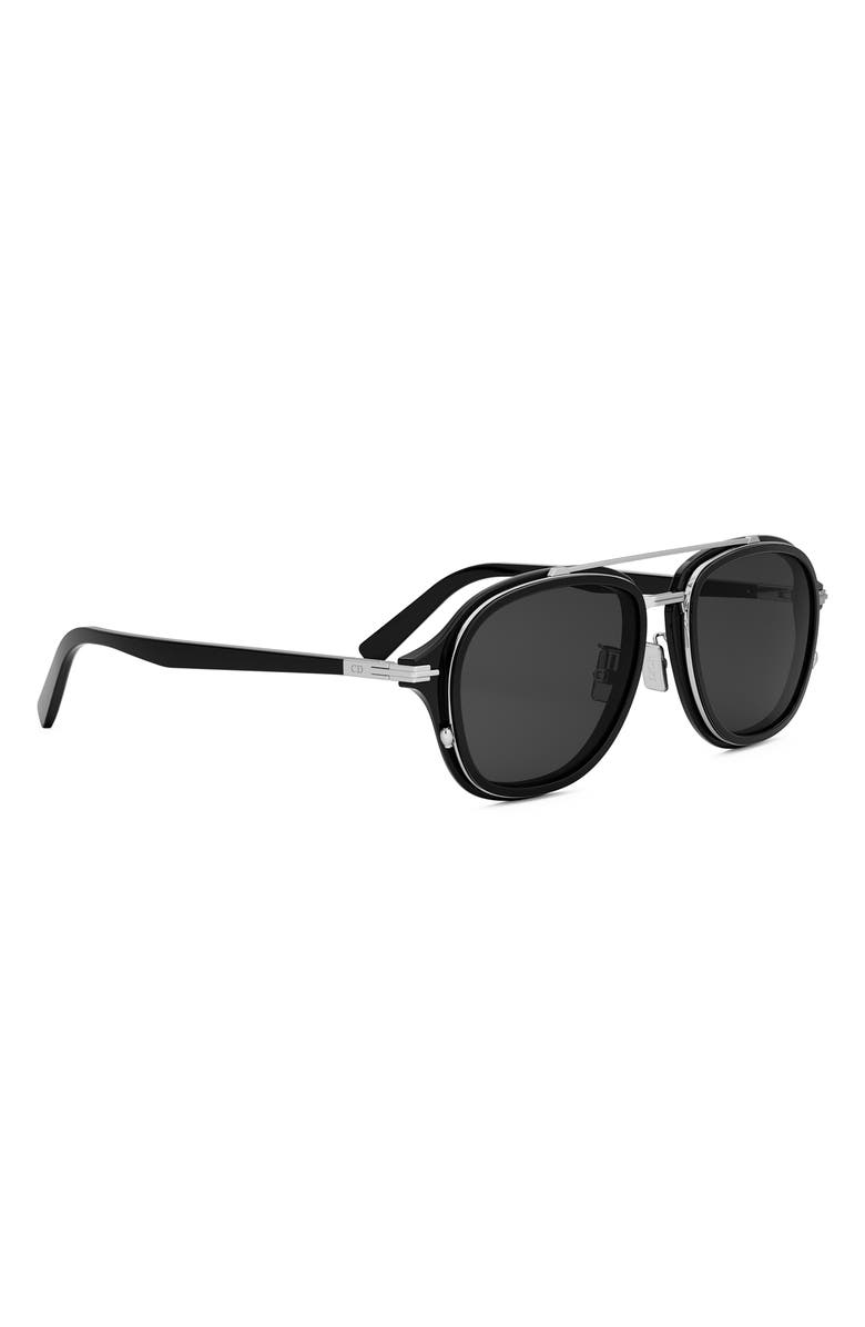 DIOR 'DiorBlackSuit A4U 53mm Pilot Sunglasses, Alternate, color, Shiny Black / Smoke