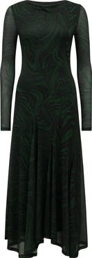 Ever New Tanny Long Sleeve Asymmetric Hem Mesh Midi Dress