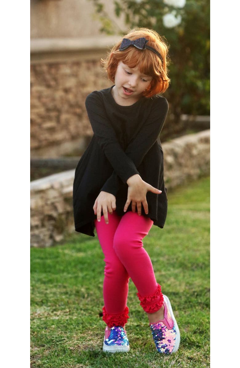 CITY THREADS Girls Soft Cotton Ruffle Leggings, Alternate, color, White