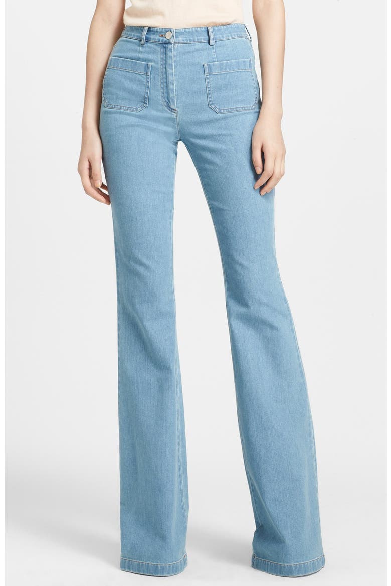 Bell Bottom Stretch Jeans, Main, color, CORNFLOWER