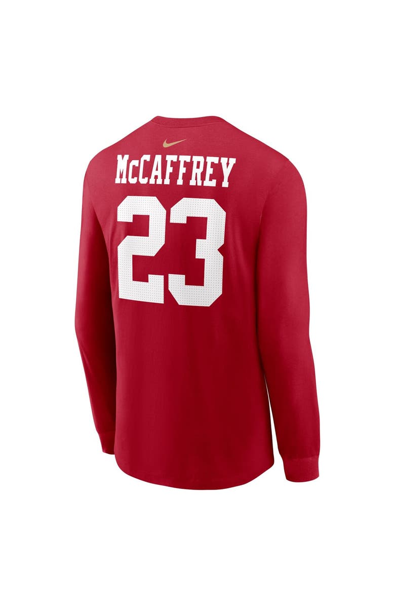 Nike Men's Nike Christian McCaffrey Scarlet San Francisco 49ers Super Bowl LVIII Patch Player Name & Number Long Sleeve T-Shirt, Alternate, color,