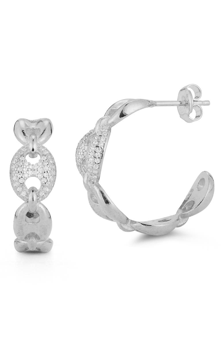 GLAZE JEWELRY CZ Chain Huggie Earrings, Main, color, 