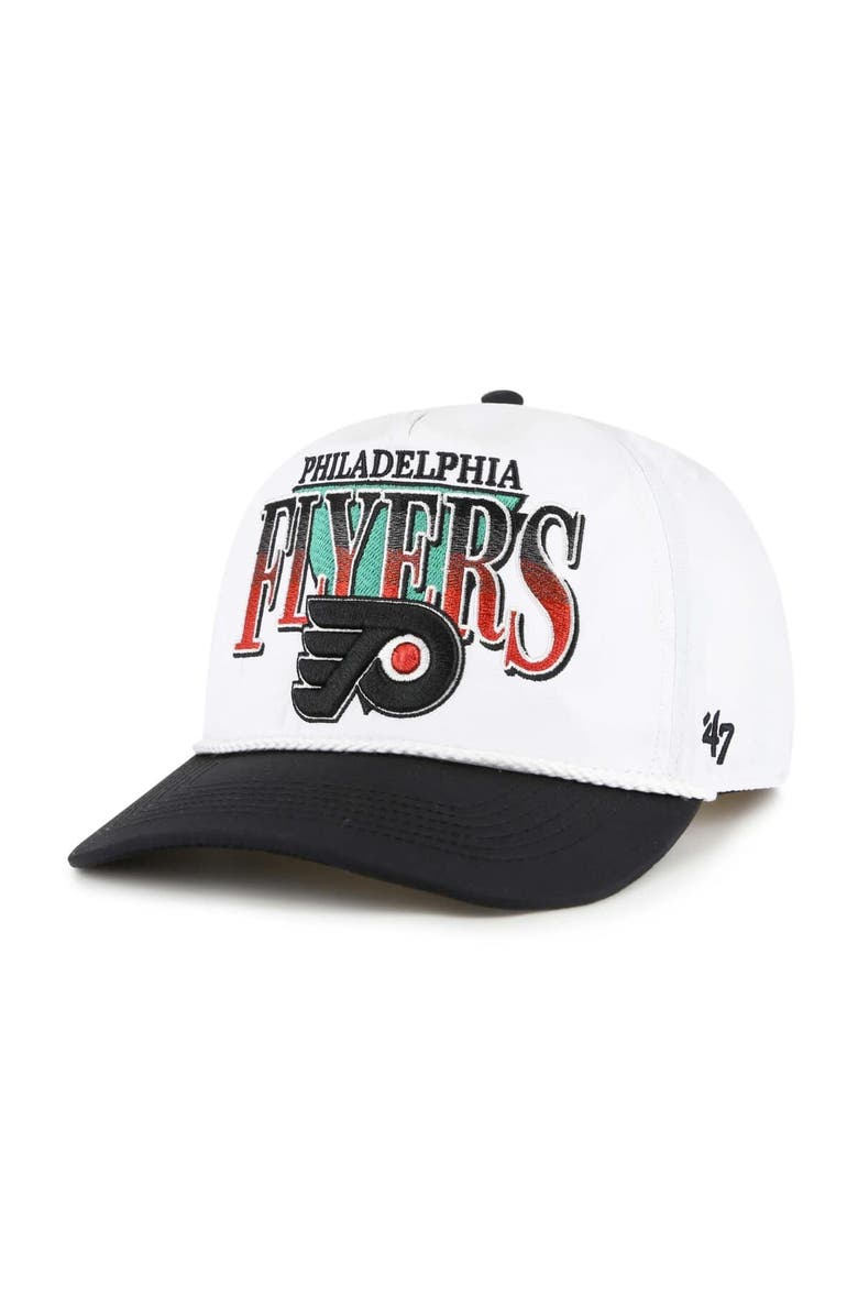 '47 Men's '47 White/Black Philadelphia Flyers Tribute Hitch Adjustable Hat, Main, color,