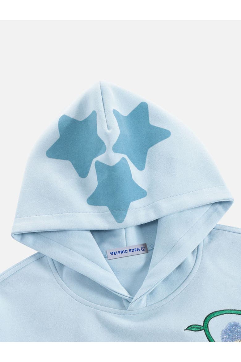 Beaded Floral Eden Star Pullover Hoodie, Alternate, color, Blue