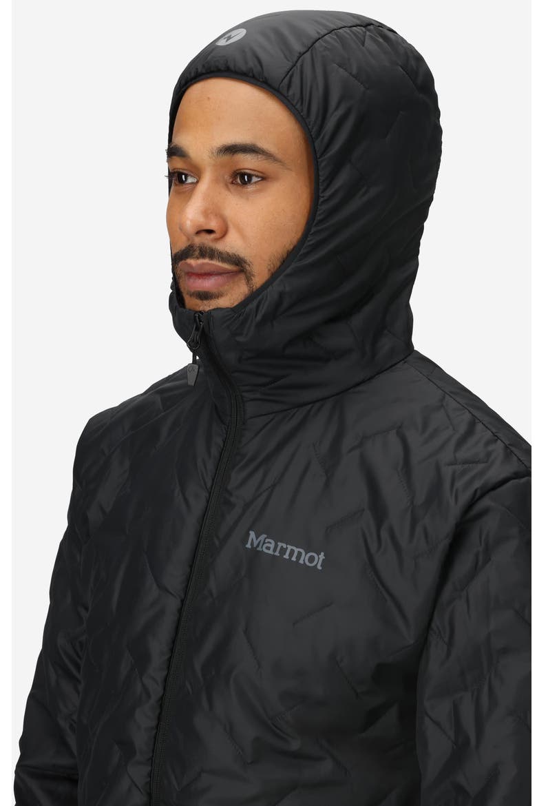 Monoquilt Zip Hoodie, Alternate, color, BLACK