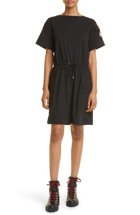 【MONCLER】STRIPED BOUCLE MIDI DRESS ミディドレス ストライプ Black & White Striped Bouclé Midi Dress - Dresses for Women