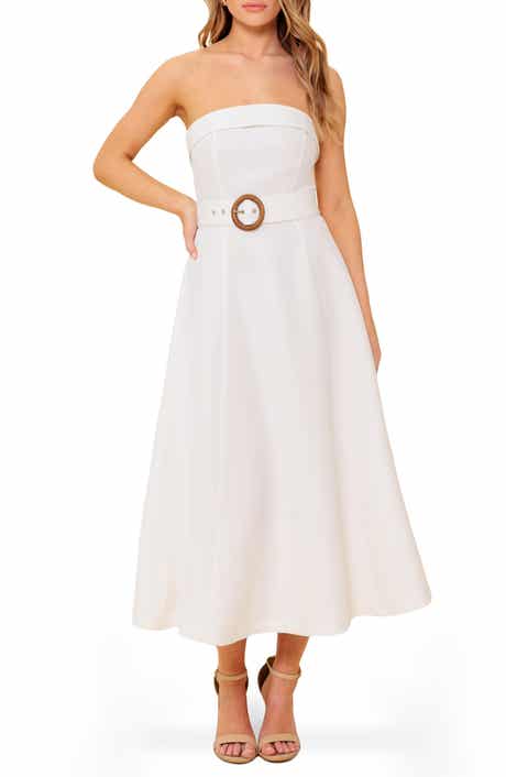 FLYING TOMATO Strapless Belted A-Line Midi Dress