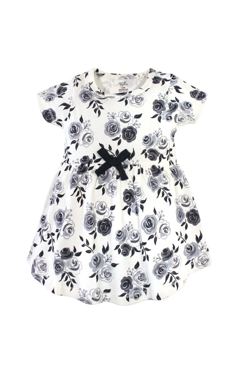 Touched by Nature Organic Cotton Short-Sleeve and Long-Sleeve Dresses, Alternate, color, Black Floral