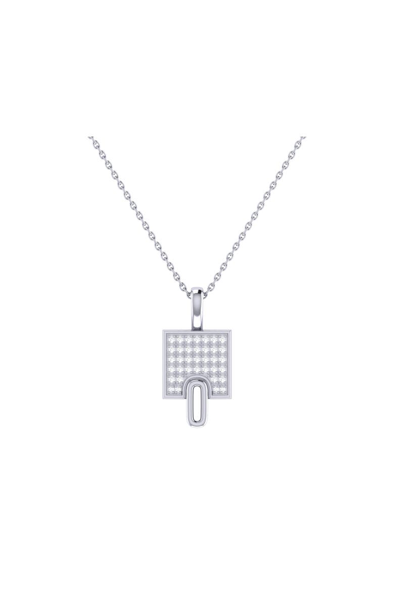 LuvMyJewelry Sidewalk Square Sterling Silver Diamond Chain Pendant, Main, color, 