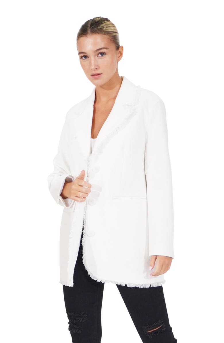 Belle & Bloom Young Blood Frayed Edge Blazer, Alternate, color, Cream