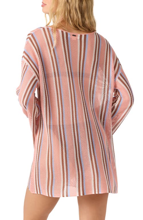 O'neill Annie Beach Long Sleeve Open Knit Cover-up Dress In Pink