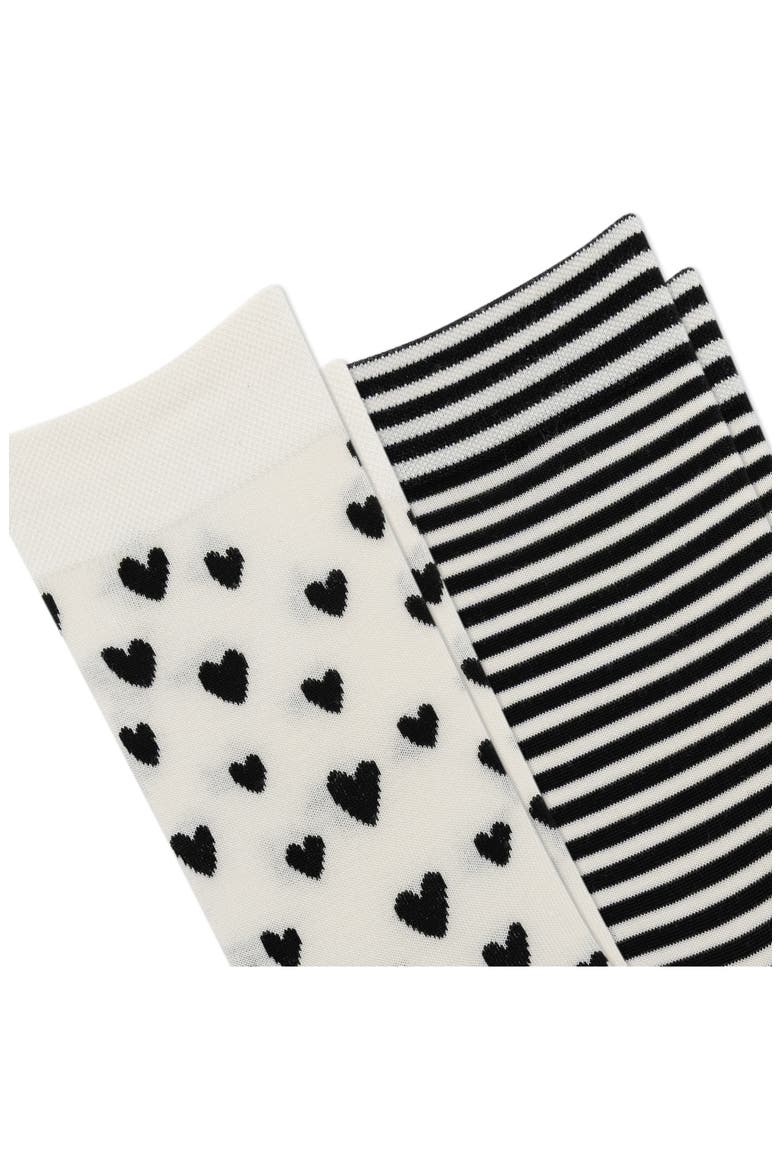 Hearts Ministripe 2-Pack Crew Socks, Alternate, color, WHITE BLACK