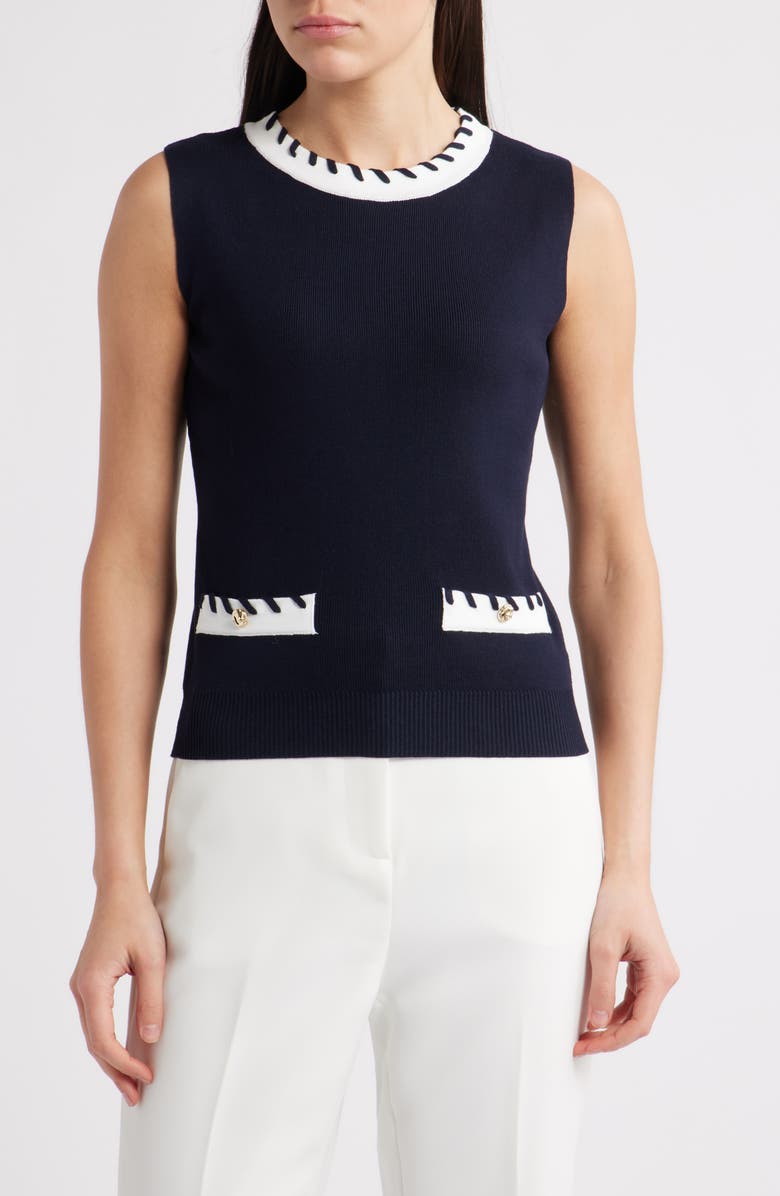 ZOE AND CLAIRE Whipstitched Sleeveless Sweater, Main, color, 