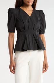 JASON WU V-Neck Puff Sleeve Top