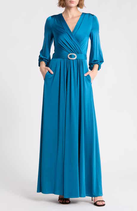 Surplice Neck Long Sleeve Gown