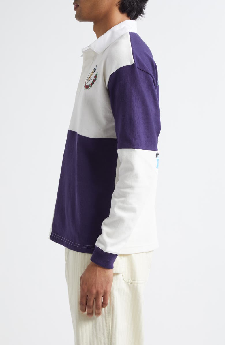 Bode Grandfather Colorblock Polo, Alternate, color, Navy/ White