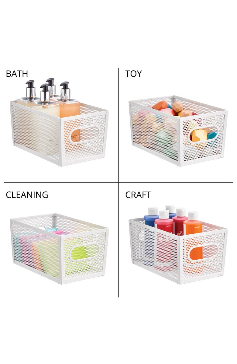 mDesign Perforated Metal Storage Bin with Handles for Kitchen and Pantry - Set of 2 - Matte White, Alternate, color, Matte White