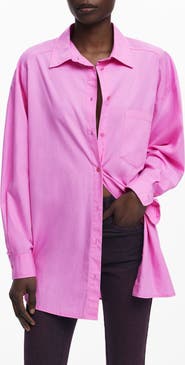 Desigual Graphic Oversize Cotton Button-Up Shirt