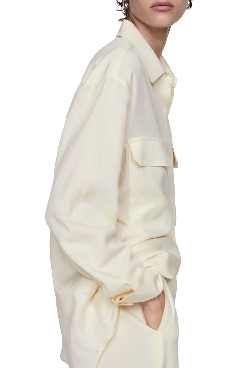 MANGO Oversize Lyocell Blend Button-Up Shirt, Alternate, color, 
