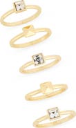 Covet Set of 6 Stud & Cubic Zirconia Rings