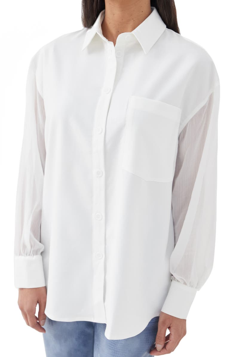 4th & Reckless Isotta Sheer Sleeve Button-Up Shirt, Alternate, color, 