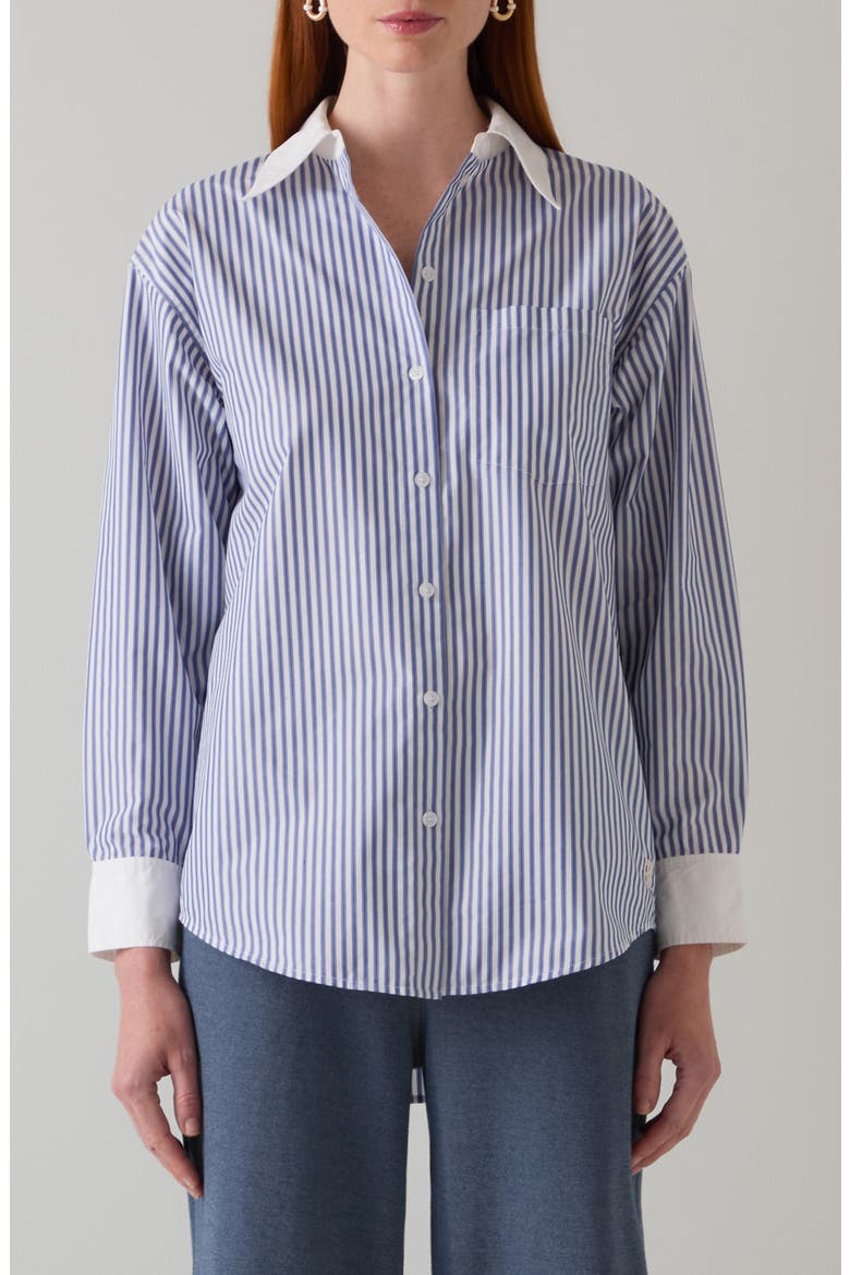 Hally Stripe Shirt, Main, color, NAVY MULTI