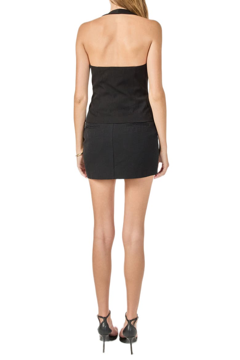 Novelty Button Cotton Blend Halter Neck Vest, Alternate, color, BLACK