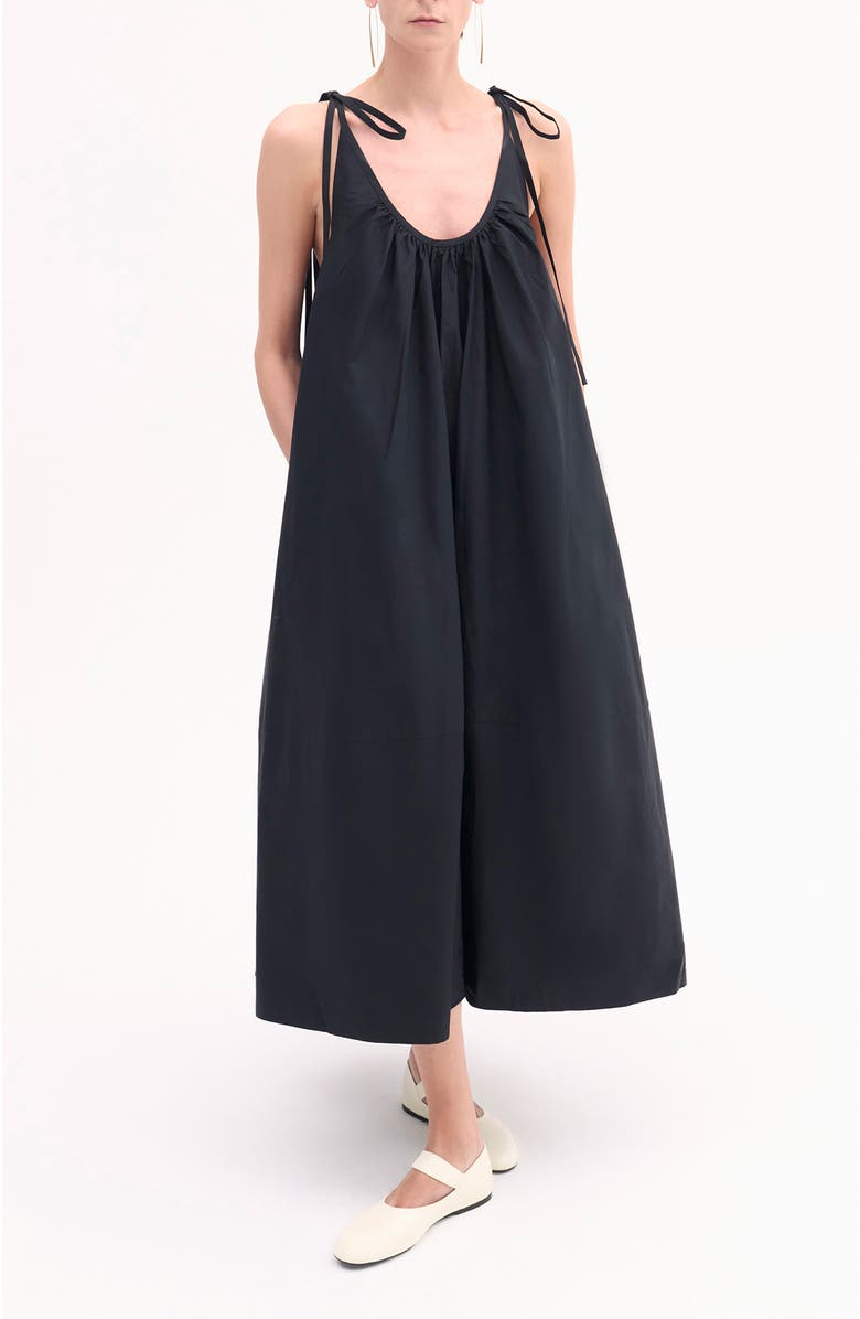 CO Gathered Halter Dress in Cotton Poplin, Main, color,