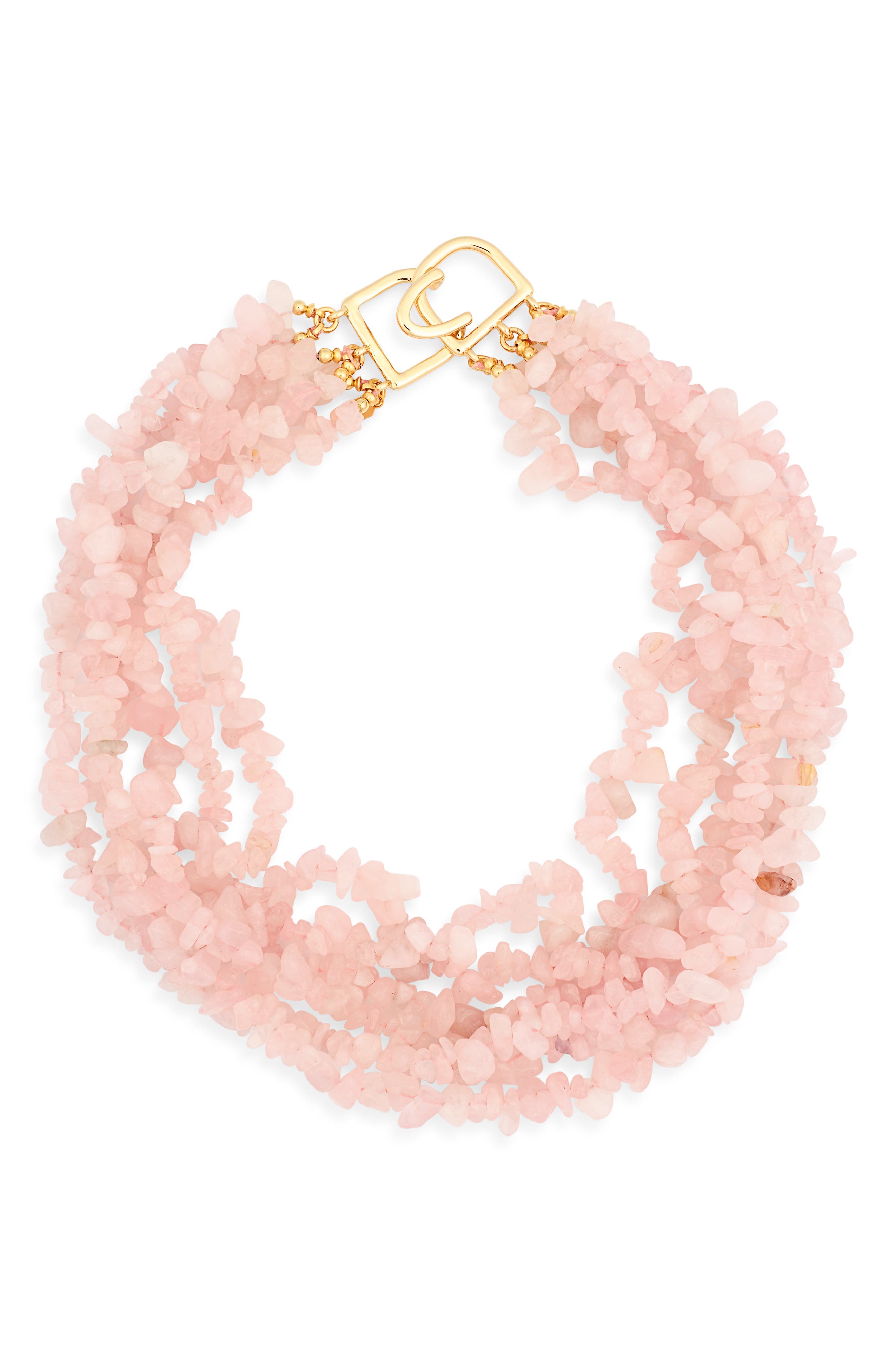 Kenneth Jay Lane Rose Quartz Chip Collar Necklace