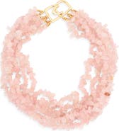 Kenneth Jay Lane Rose Quartz Chip Collar Necklace