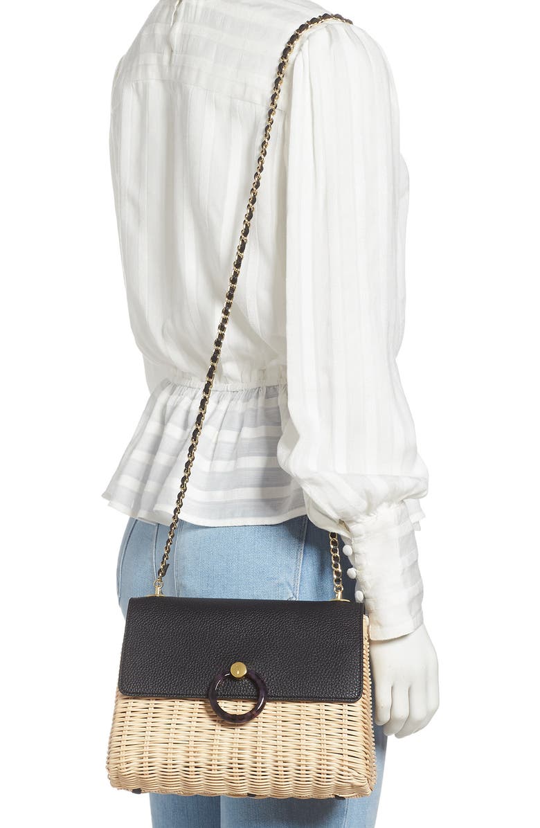 Ted Baker London Janiya Faux Leather & Woven Rattan Crossbody Bag, Alternate, color,