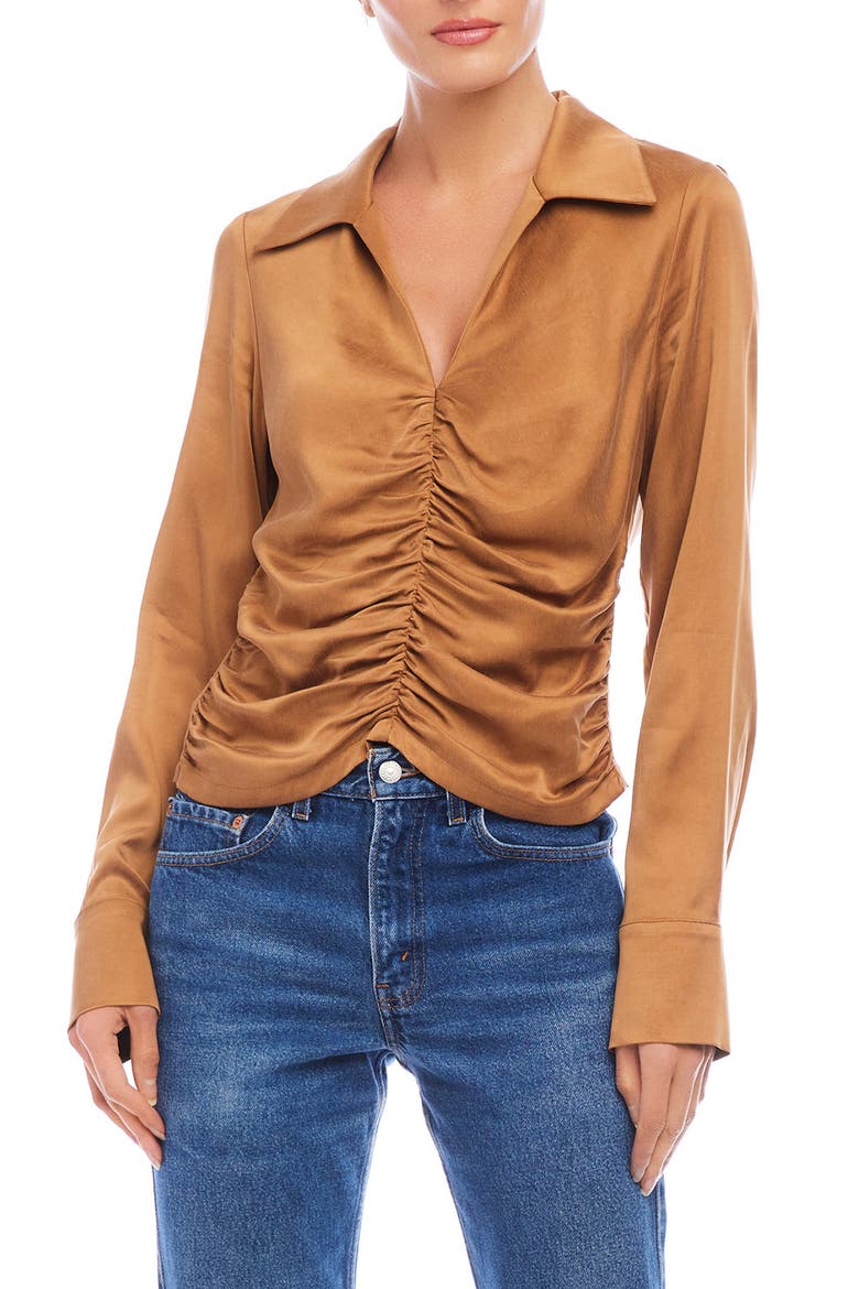 Arabella Shirred Top, Main, color, CAMEL