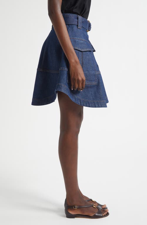 Zimmermann Belted Denim Cargo Miniskirt In Blue