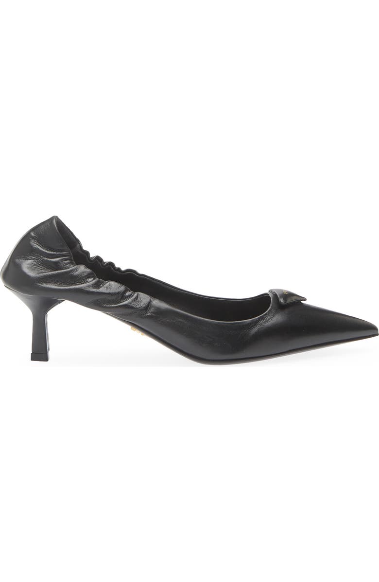 Prada Triangle Logo Pointed Toe Pump, Alternate, color, Black