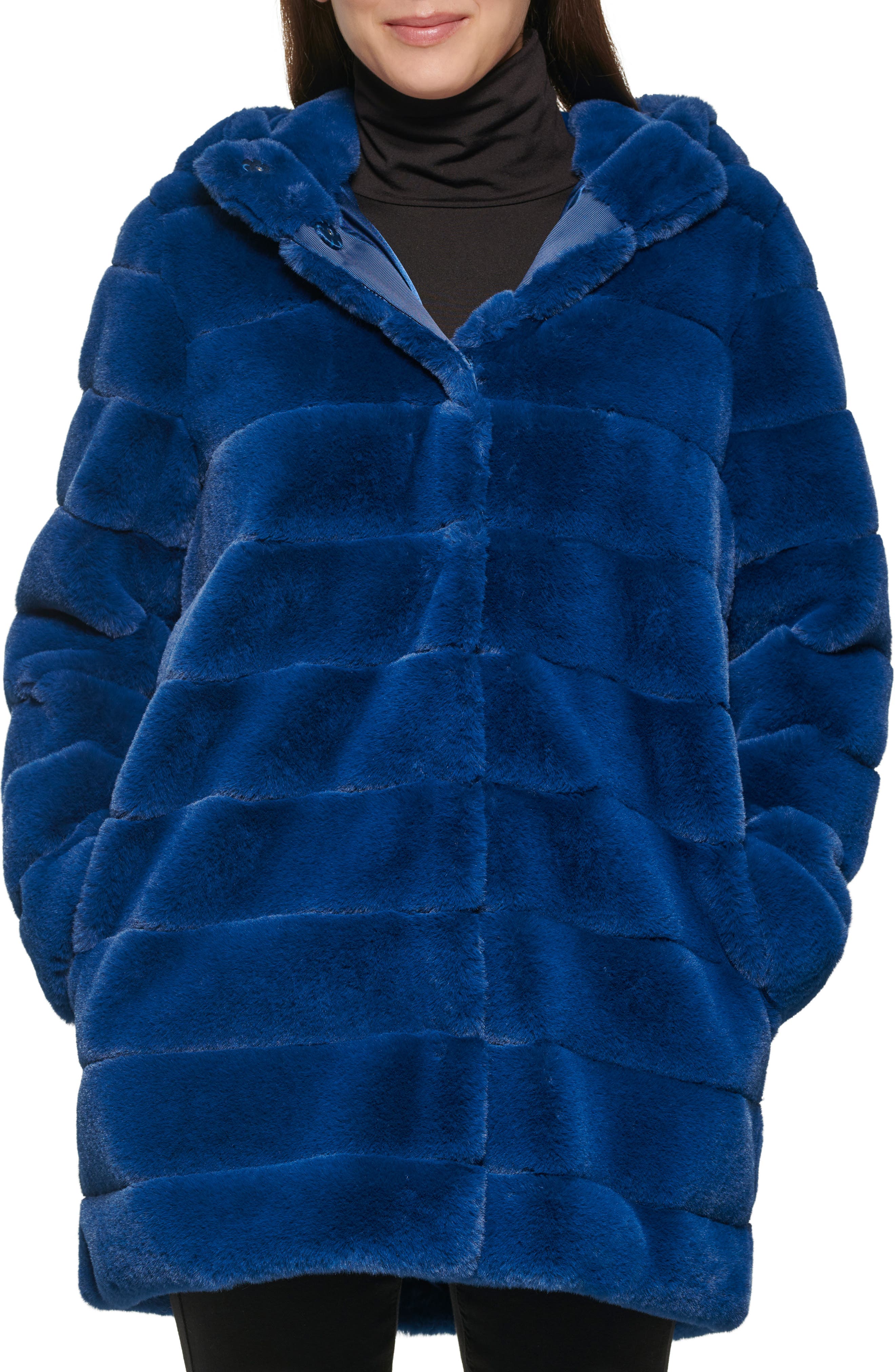 Kenneth Cole New York Grooved Faux Fur Jacket