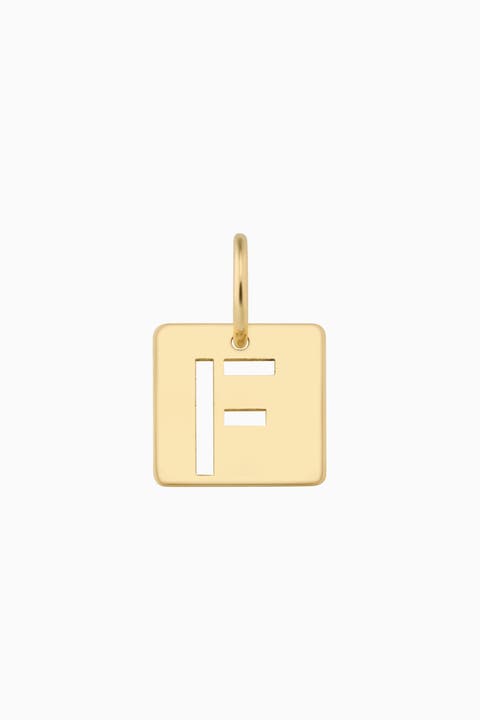 14K Yellow Gold Initial Tile Pendant Charm