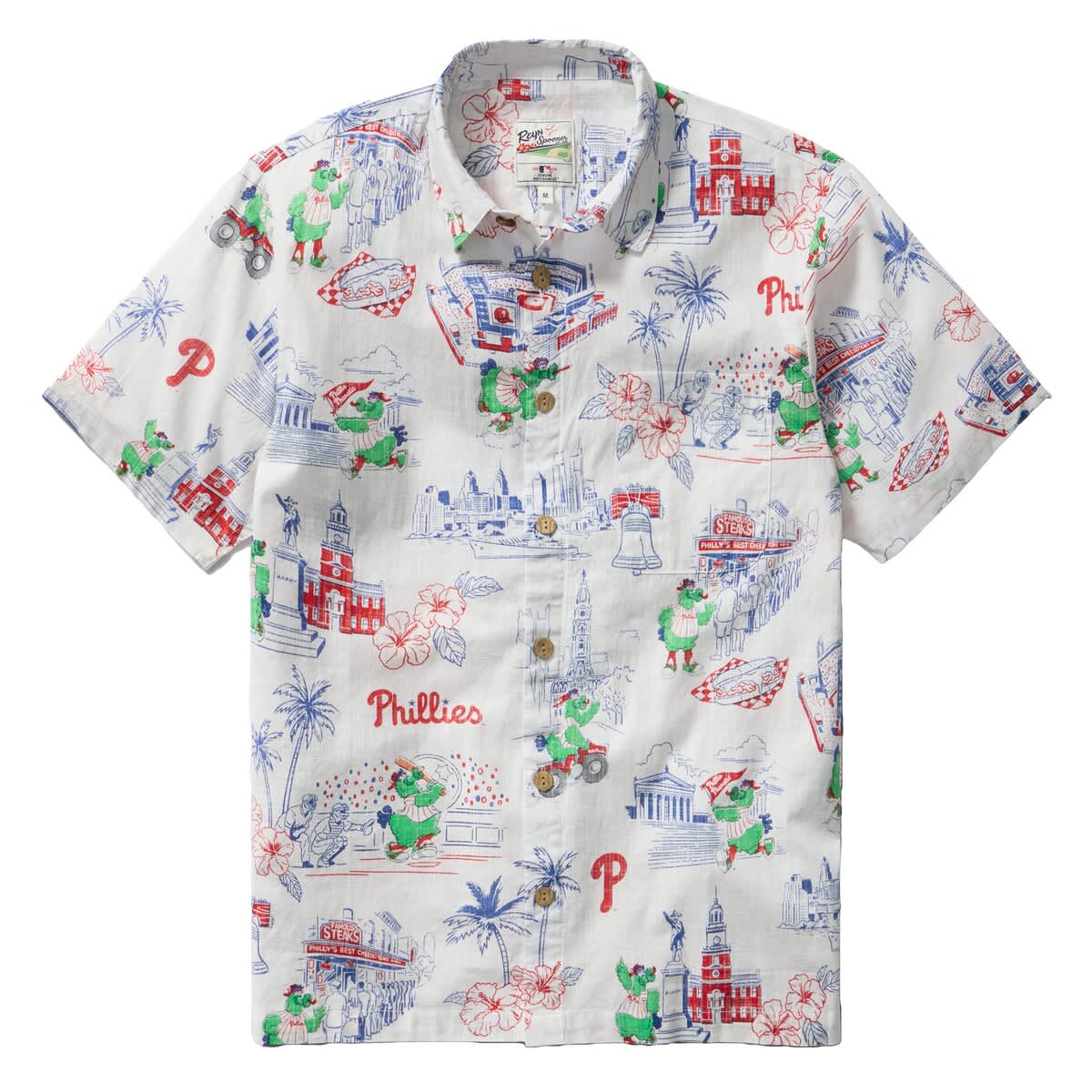 Men'sReyn Spooner White Philadelphia Phillies Scenic Tri-Blend Button-Down Shirt