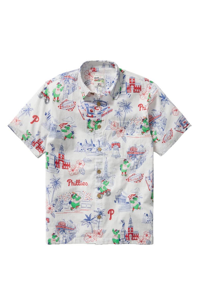 Reyn Spooner Men's Reyn Spooner  White Philadelphia Phillies Scenic Tri-Blend Button-Down Shirt, Main, color, White