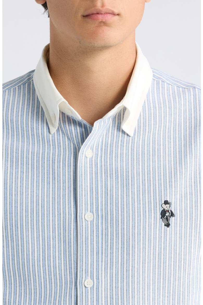 Babar Striped Cotton Blend Oxford Shirt, Alternate, color, LIGHT BLUE