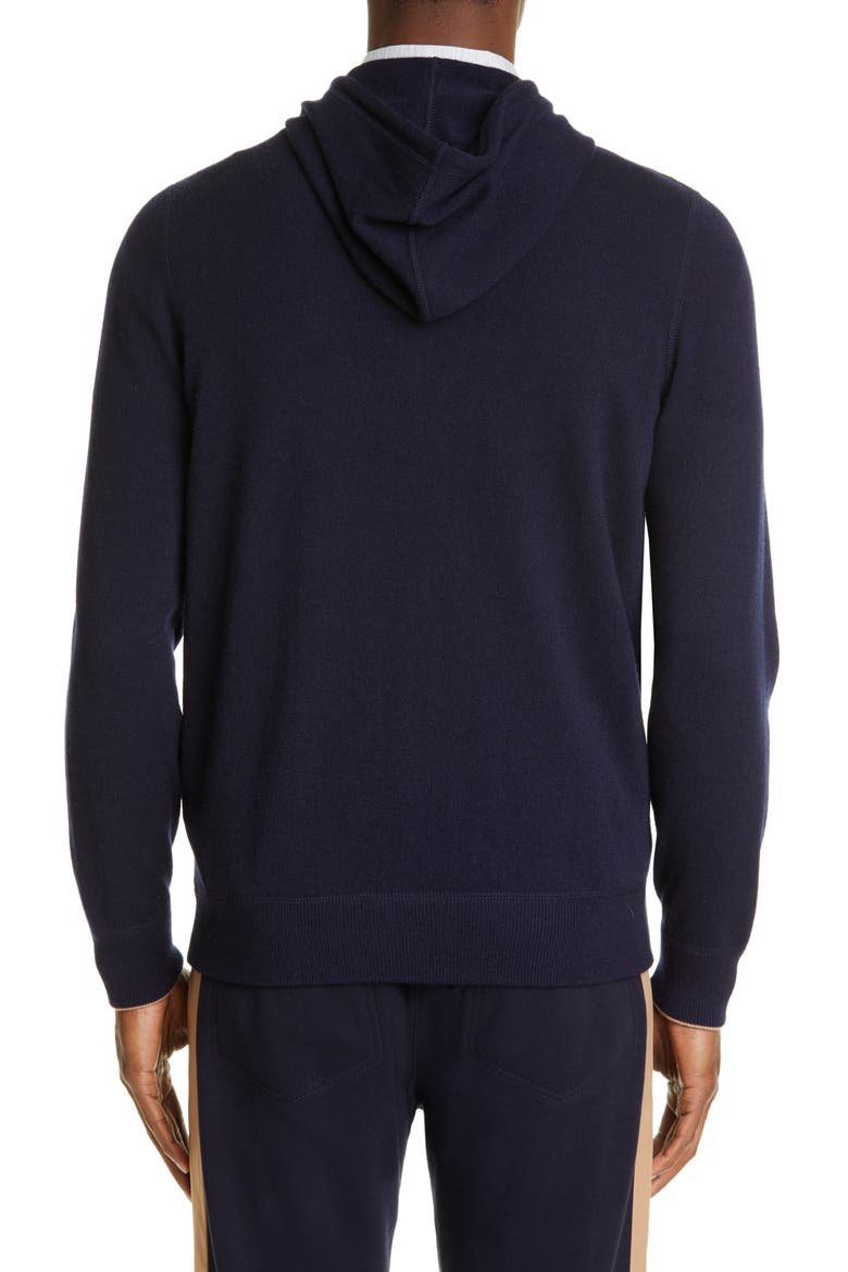 Cashmere Full Zip Hoodie, Alternate, color, NAVY